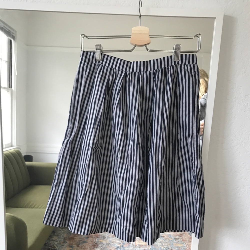 J.Crew Blue and White Skirt with Pockets